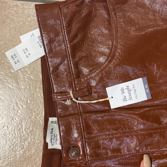 Brown metallic leather jeans. Ambercrombie - Picture 4 of 5